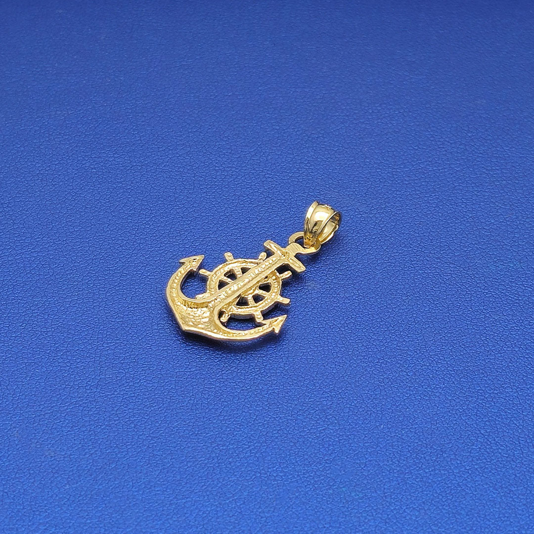 14k Anchor with Diamond Cut Pendant Back